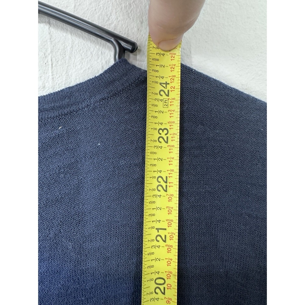 LOFT Cardigan LARGE Navy Blue 3/4 Sleeve Lightweight Button Front Sweater Office - Picture 10 of 11